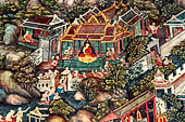 Bangkok Wat Pho, mural paintings of the ubosot. 